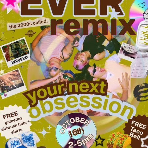 omg… your next obsession just dropped 💿✨
EVER remix is taking over your top 8.

we’re throwing it back to the 2000s, and you’re sooo on the guest list:

🪩 free gameday airbrush hats + shirts
🪩 free Taco Bell
🪩 a 2000s playlist with zero skips
🪩 EVER merch + leasing perks
👀 extra entries into our giveaway, reveal coming soon

friday October 16th • 2–5pm
📍 EVER leasing office | 321 University Drive

brb, making plans. RSVP w/ the link in our bio 💋